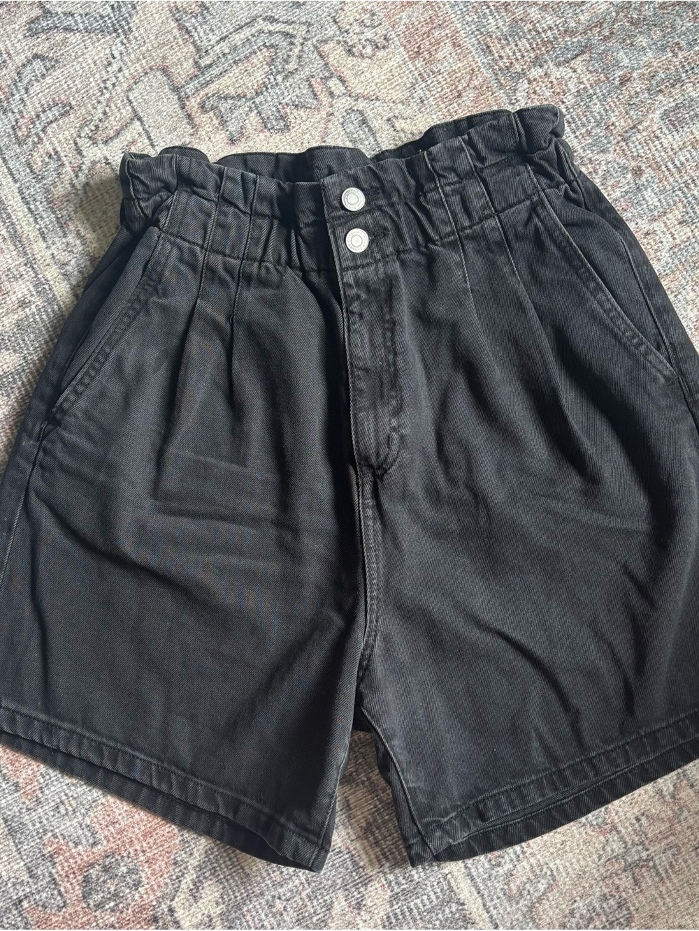 Dynamite Black High-Waist Paperbag Shorts